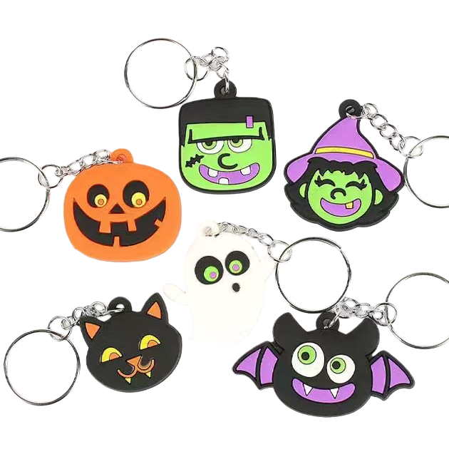 Colorful Halloween-themed keychain cartoon pumpkin ghost bat-shaped festival decoration Item Picture