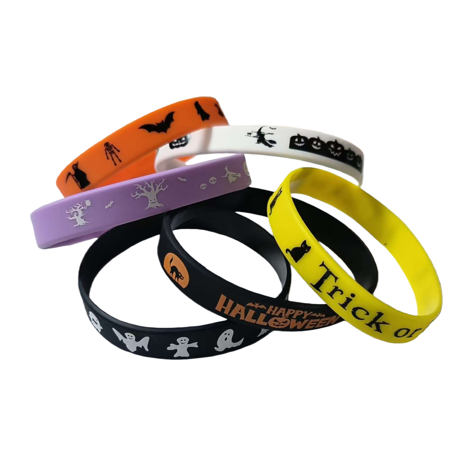 Colorful Halloween-themed silicone wristbands with adjustable luminous fun festival party accessories Item Picture