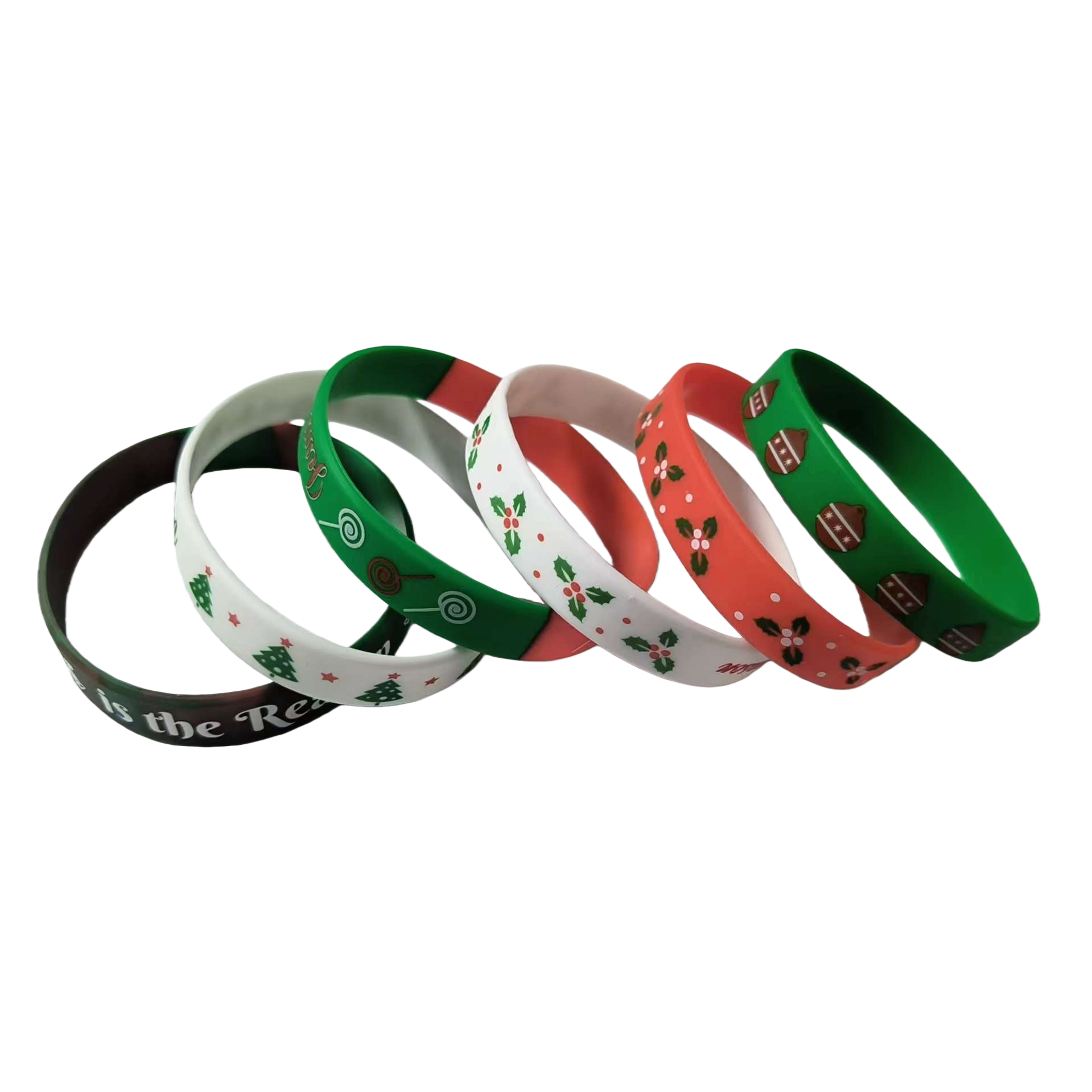 Colorful Christmas-themed silicone wristband, festive decoration, couple style, adjustable wrist accessory Item Picture