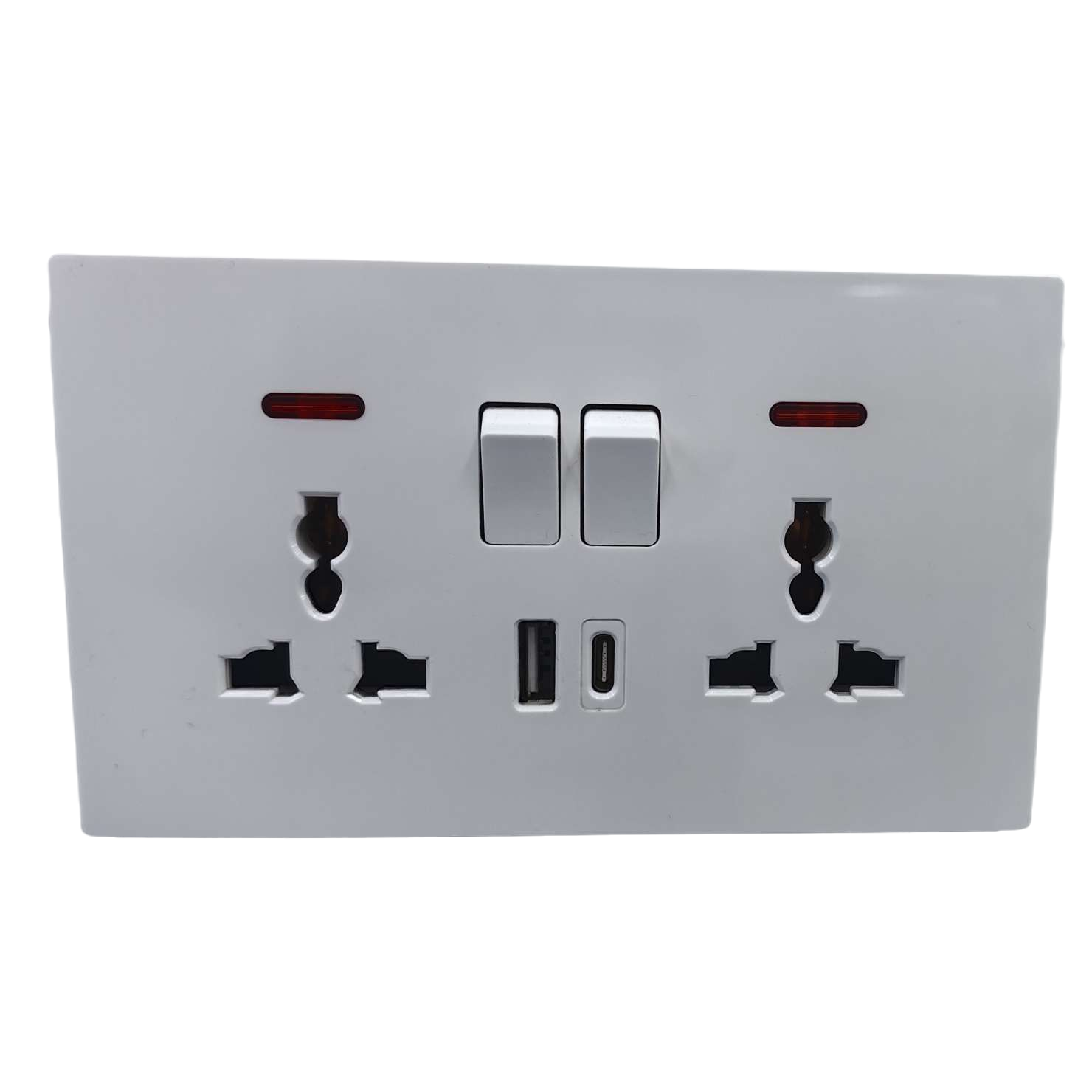T2 White dual-function USB+C wall socket home embedded safety anti-electric shock tape for export Application Scenario