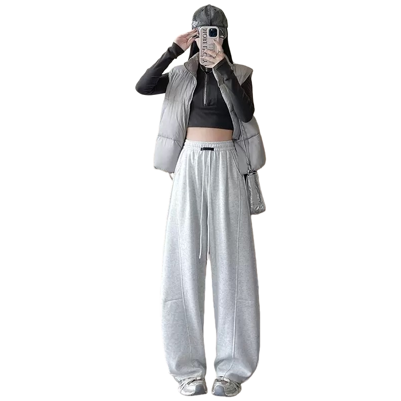 بنطلون أبيض رمادي فضفاض Item Picture