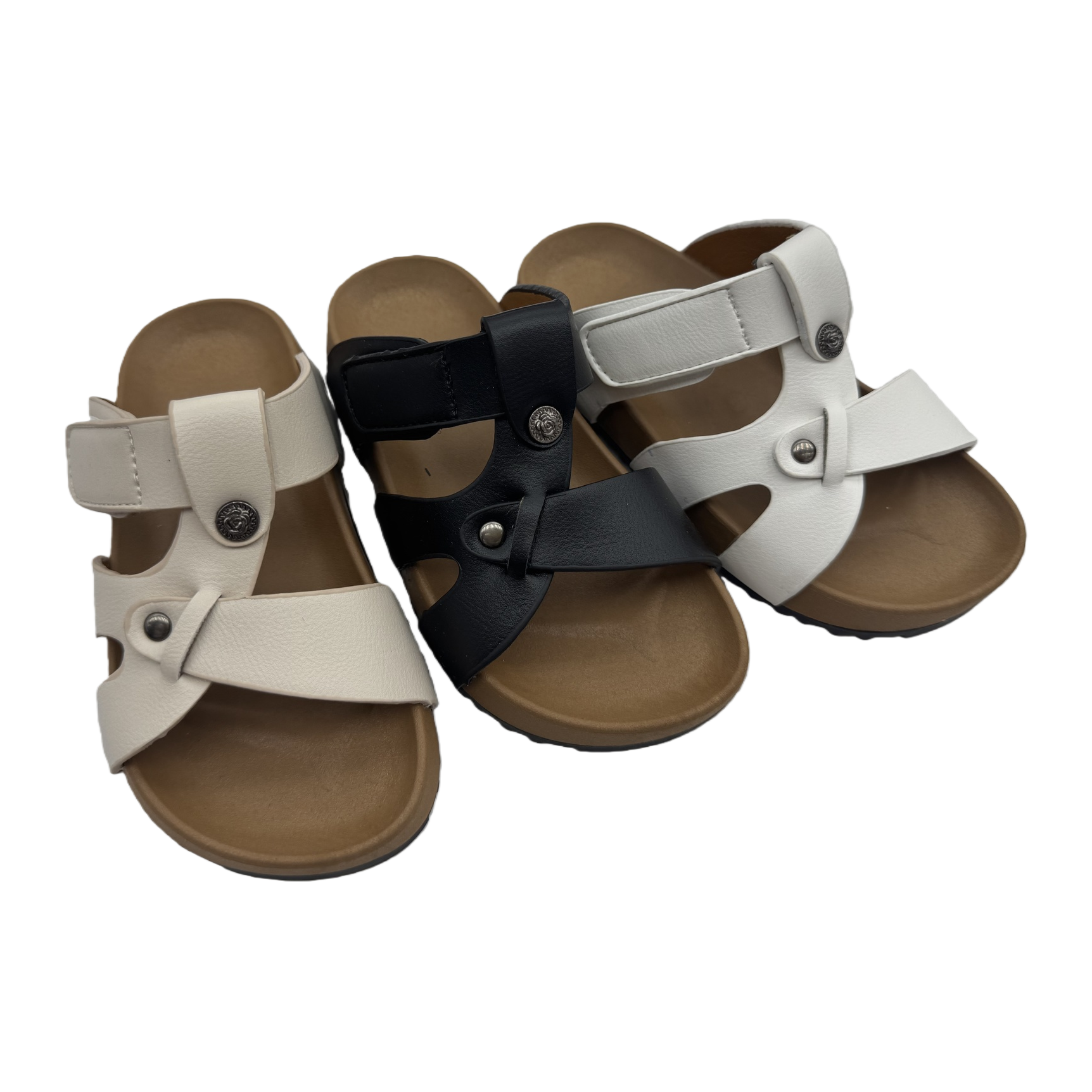 الصنادل البيضاء والسوداء ذات النعال الترفيهية القصيرة Item Picture