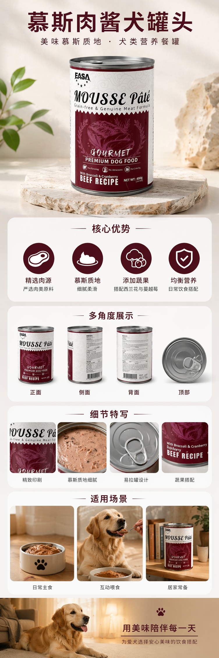 红色标签犬用营养狗粮罐头 适口性强易消化成犬幼犬通用 pic 1