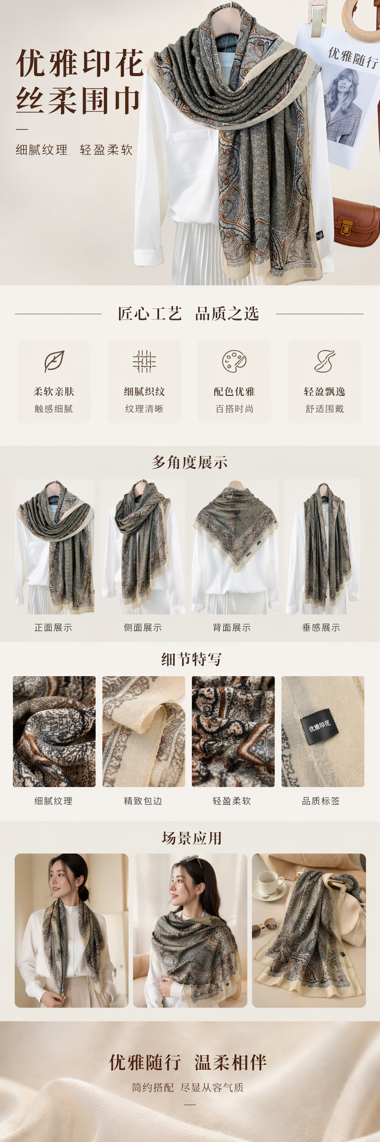 印花围巾女士秋冬纯棉加厚保暖时尚百搭长款详情1