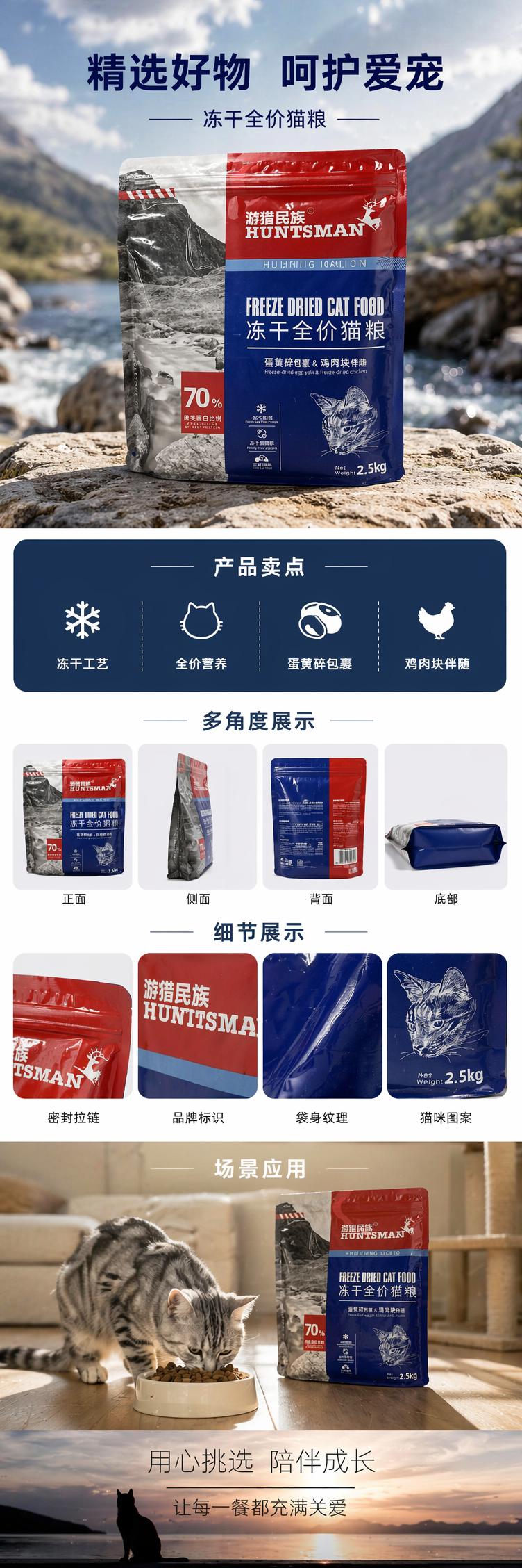 蓝红黑配色冻干全价猫粮 高蛋白易消化成猫幼猫通用 pic 1