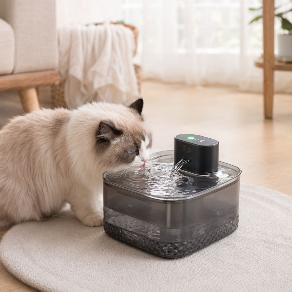 Black pet water dispenser, silent circulating automatic water dispenser specially designed for cats and dogs details Picture