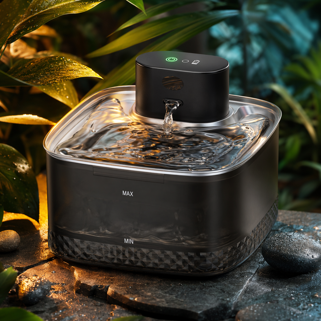 Black pet water dispenser, silent circulating automatic water dispenser specially designed for cats and dogs Specification image