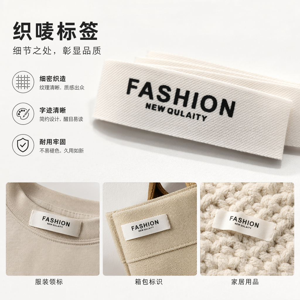 白色织唛标签 服装辅料定制烫印耐洗布标