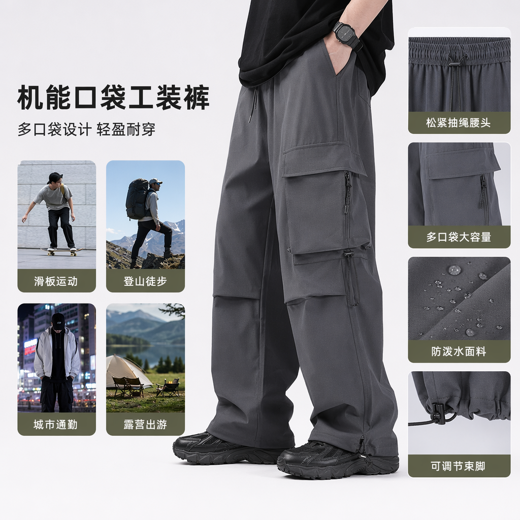 四色工装裤男款休闲百搭高腰直筒长裤