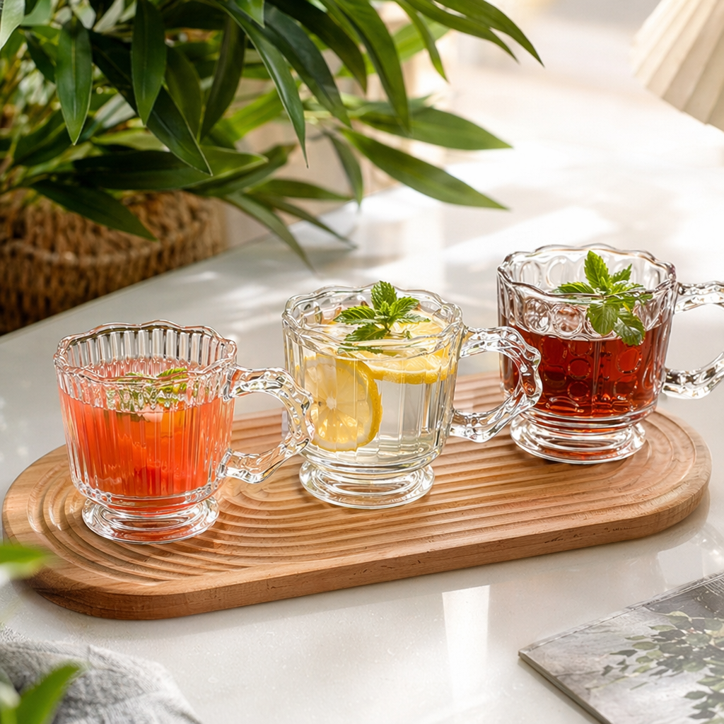 Transparent glass cup, high borosilicate heat-resistant household simple water cup 350ml details Picture