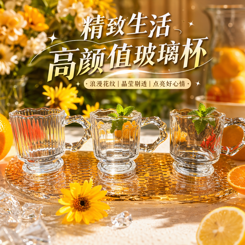 Transparent glass cup, high borosilicate heat-resistant household simple water cup 350ml Specification image