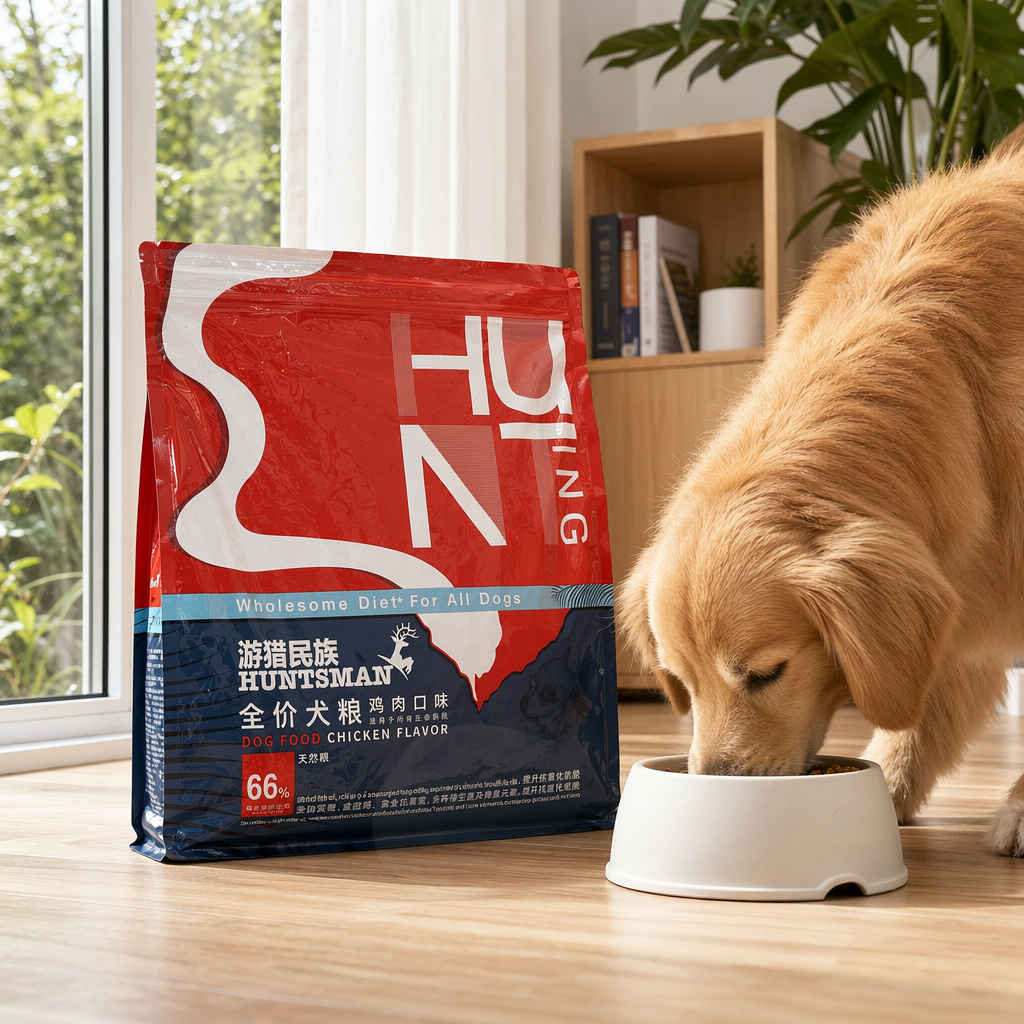 Red packaging bag dog food, natural formula for pets, complete nutrition for adult dogs details Picture