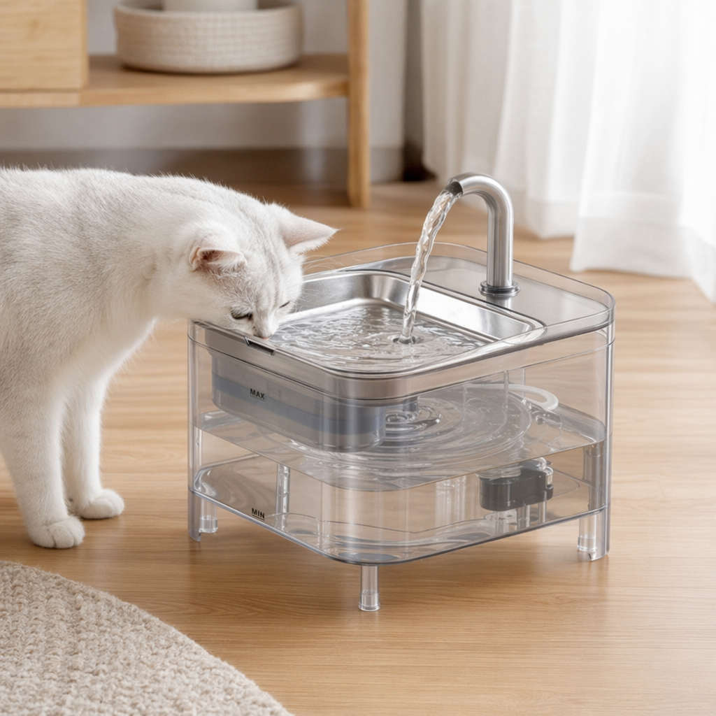 Transparent pet water dispenser, silent circulation, automatic water dispenser for cats and dogs details Picture