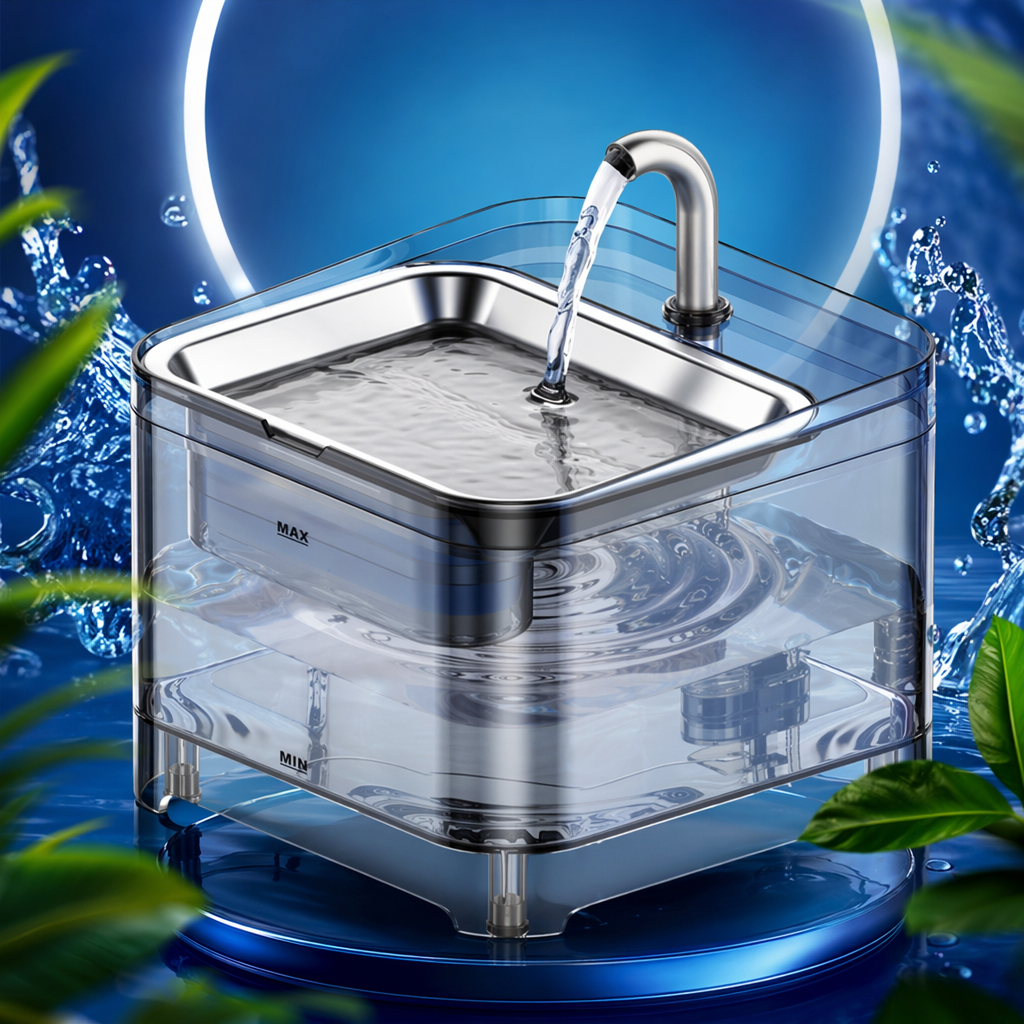 Transparent pet water dispenser, silent circulation, automatic water dispenser for cats and dogs Specification image