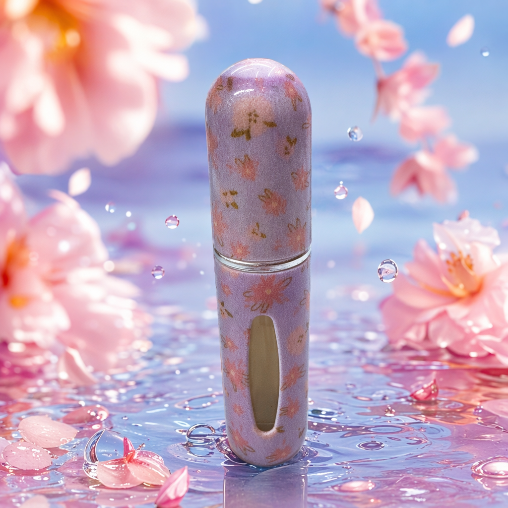 Pink floral portable perfume bottle, glass spray bottle, travel-sized portable fragrance small bottle Specification image