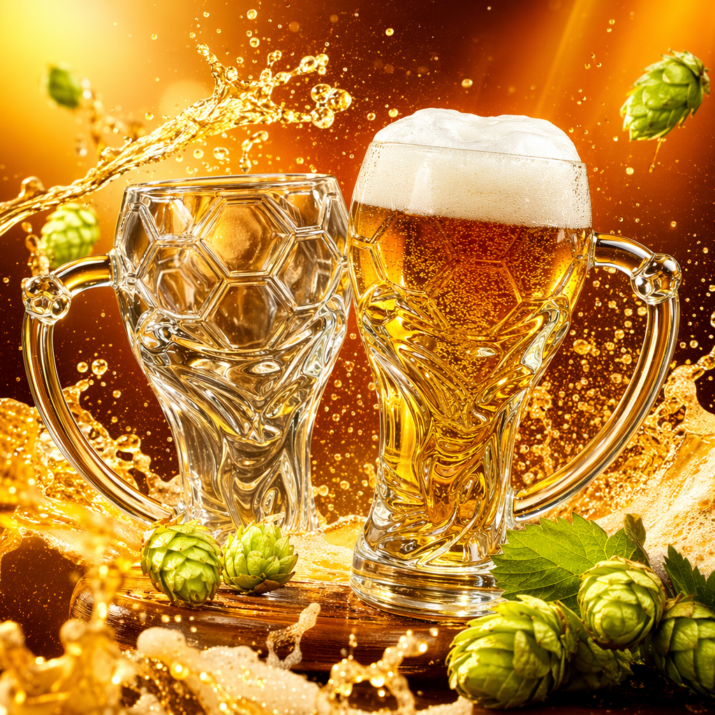 Transparent football-shaped beer mug 350ml, sports-themed party wine set Specification image