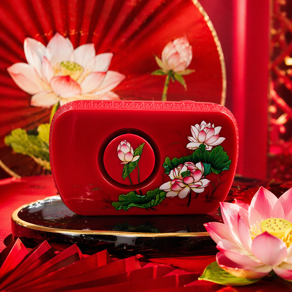 红色莲花图案便携音箱细节图