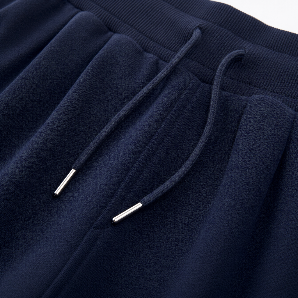 A model's real photo of wearing navy blue flexed wide-leg pants for women in autumn and winter to show off their slimming and flowing casual pants Application Scenario