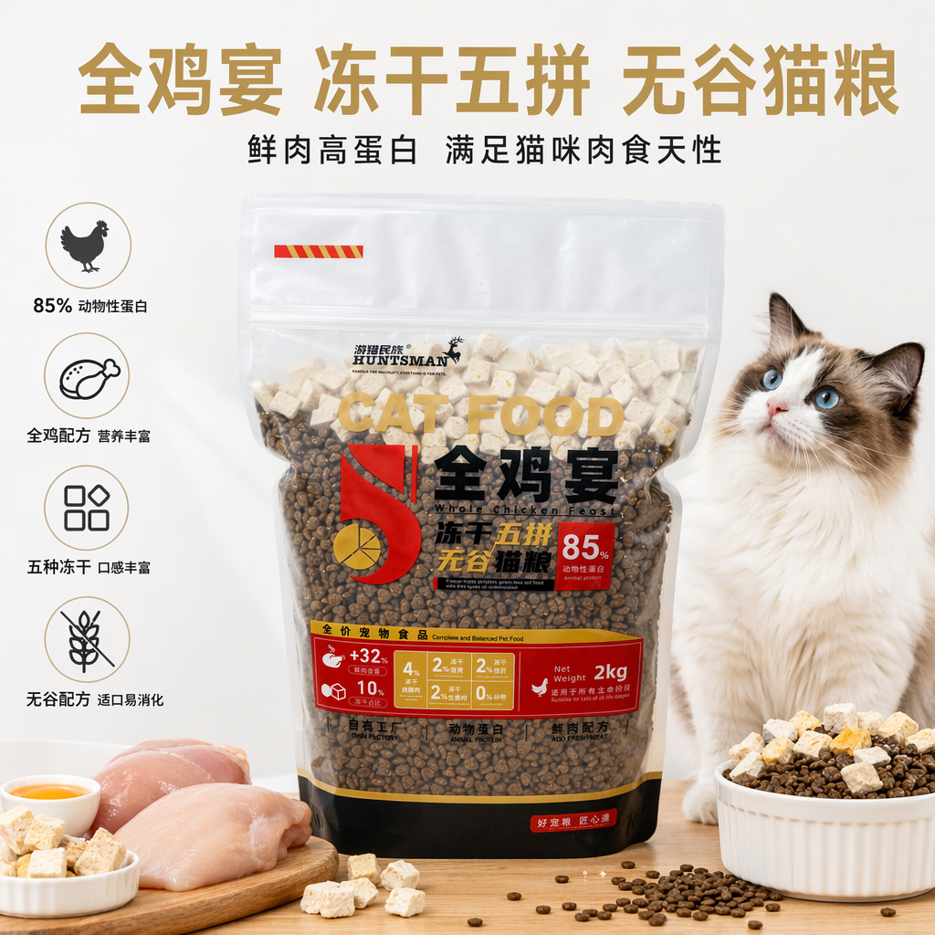 透明袋装猫粮 高蛋白低脂天然无谷成猫幼猫通用