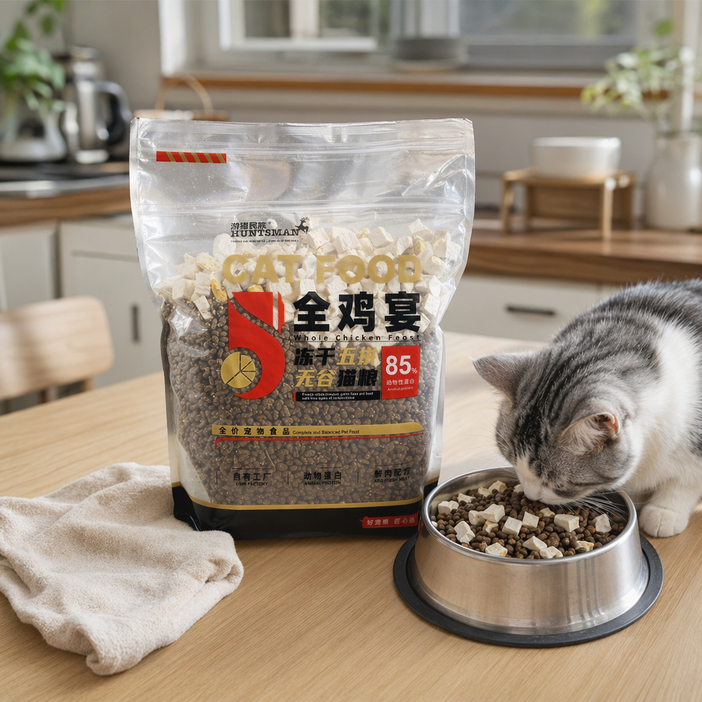 Transparent bagged cat food is high in protein, low in fat, natural and grain-free, suitable for adult cats and kittens details Picture