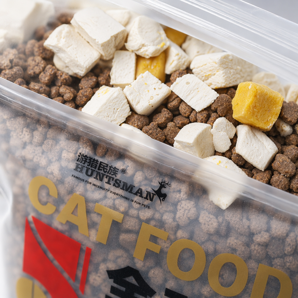Transparent bagged cat food is high in protein, low in fat, natural and grain-free, suitable for adult cats and kittens Application Scenario