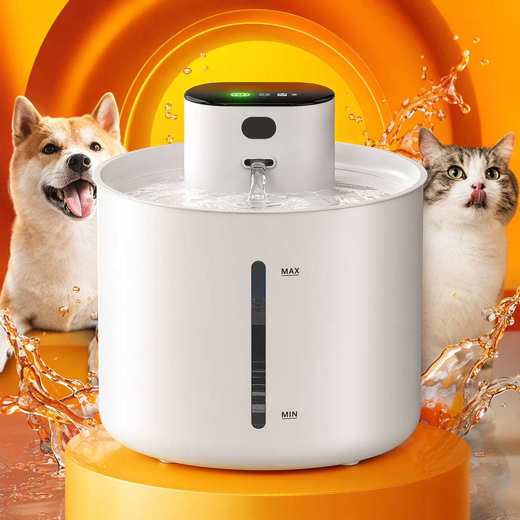 White pet water dispenser with silent circulation and automatic constant flow, suitable for cats and dogs Specification image
