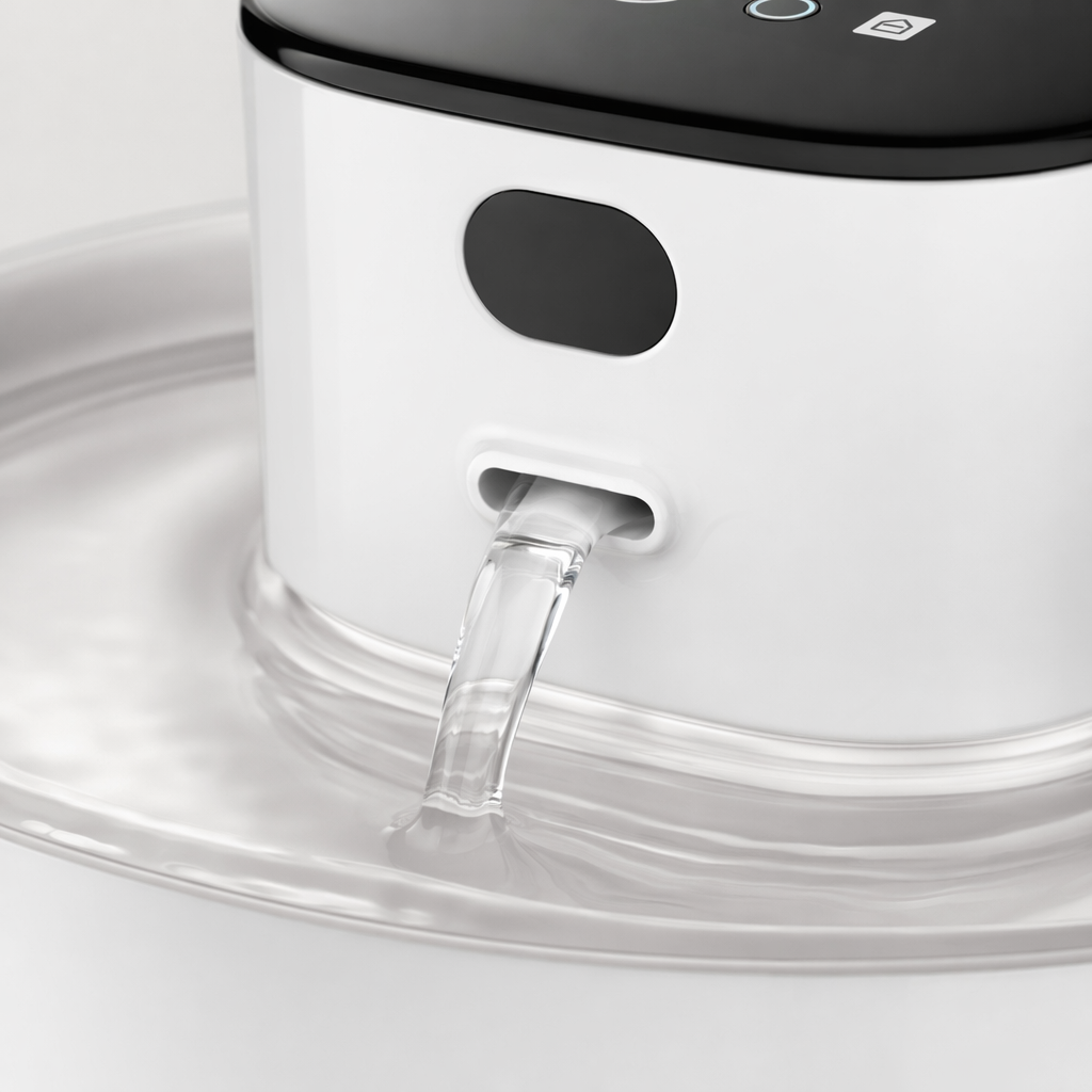 White pet water dispenser with silent circulation and automatic constant flow, suitable for cats and dogs Application Scenario