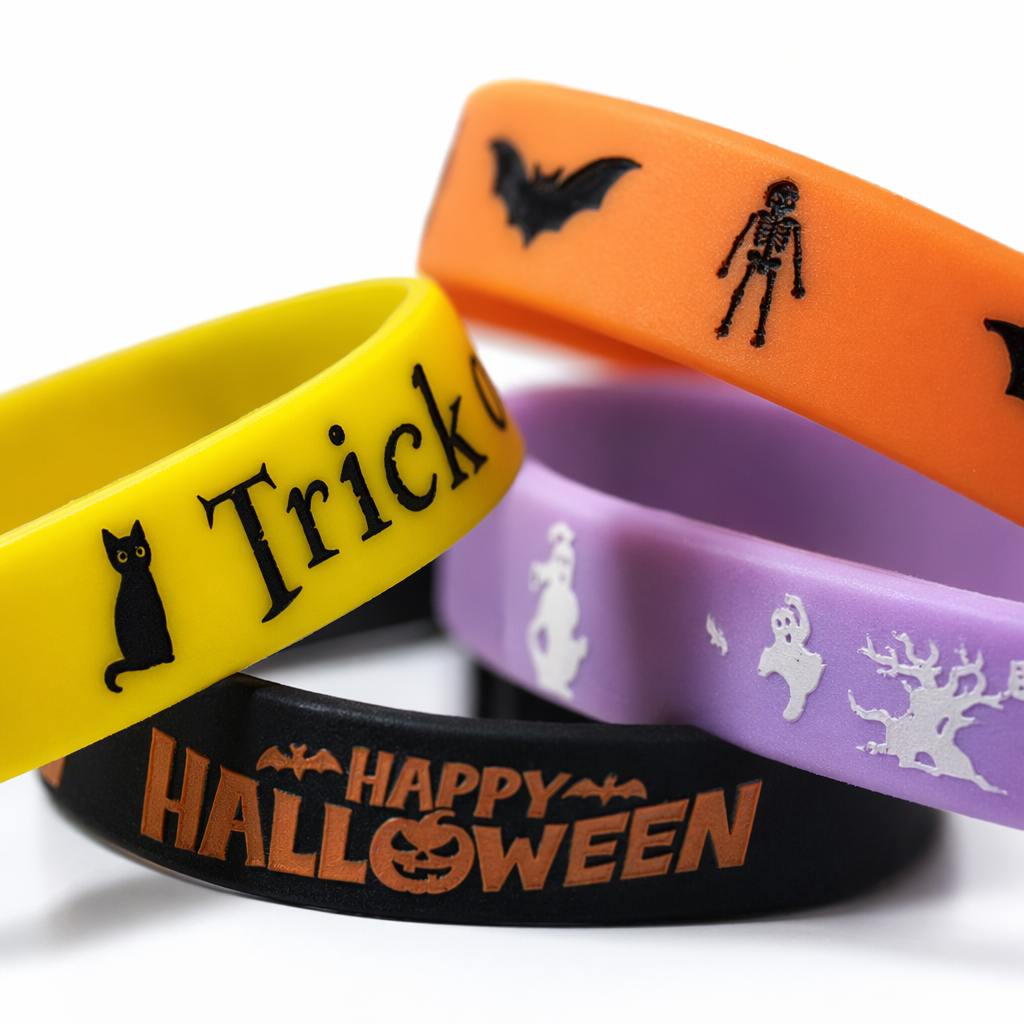 Colorful Halloween-themed silicone wristbands with adjustable luminous fun festival party accessories Application Scenario