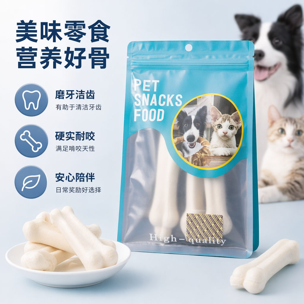 蓝绿色包装袋宠物零食天然鸡肉干狗狗猫咪磨牙零食