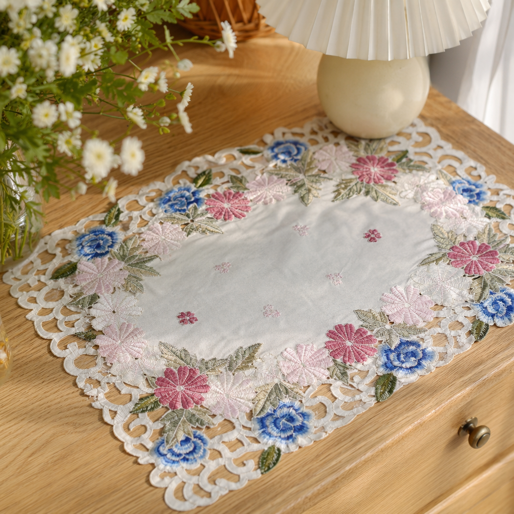 Colorful embroidered floral table MATS, Nordic-style home table MATS details Picture
