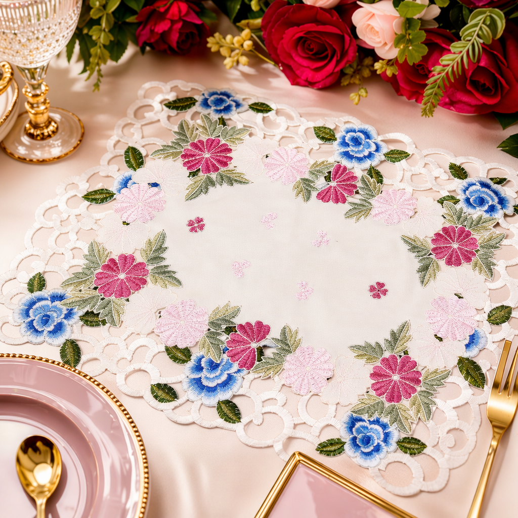 Colorful embroidered floral table MATS, Nordic-style home table MATS Specification image
