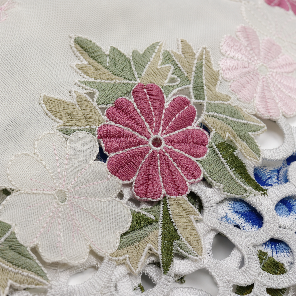 Colorful embroidered floral table MATS, Nordic-style home table MATS Application Scenario