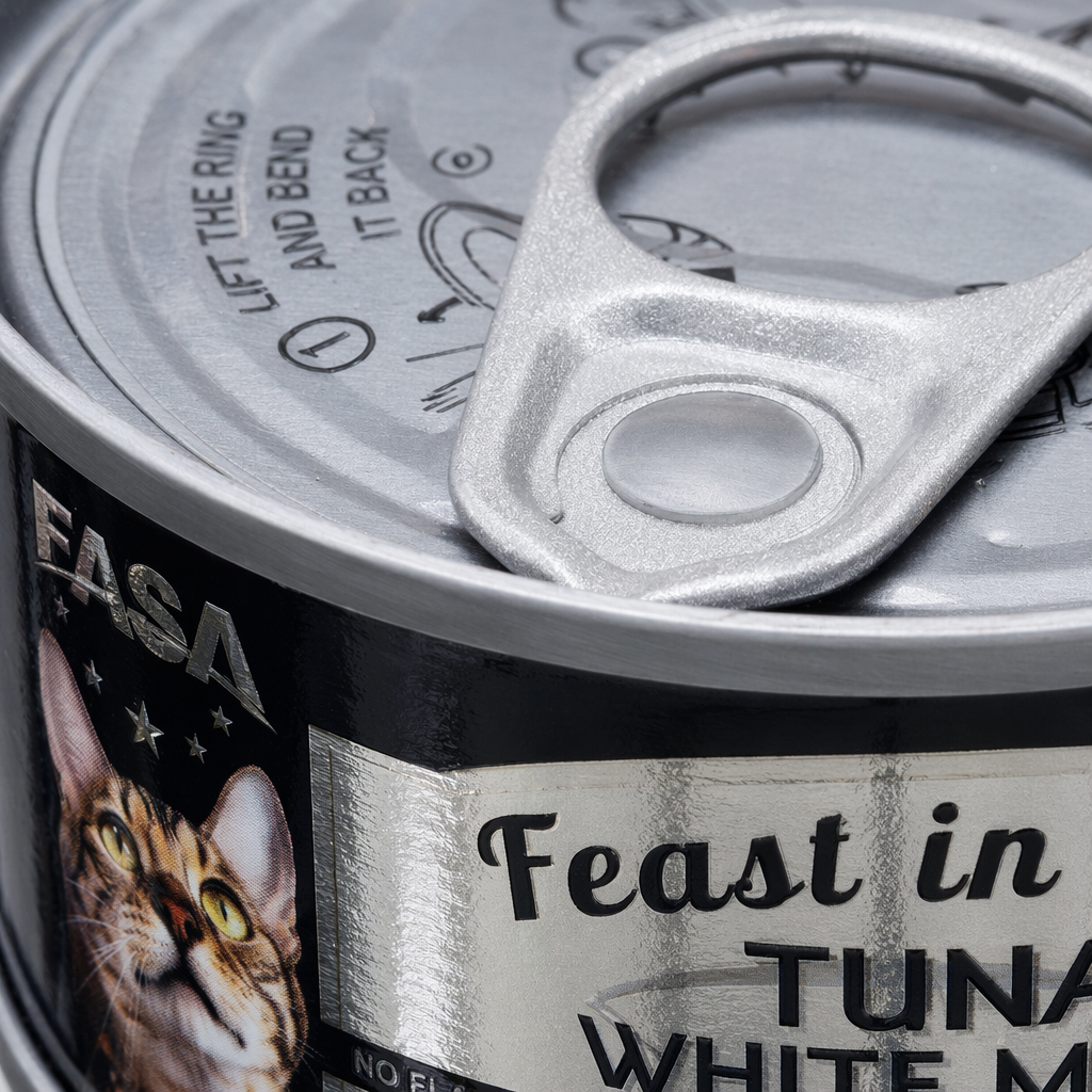 Silver Can Feast in Jelly TUNA WHITE MEAT Cat pattern White Meat Tuna jelly Can Application Scenario