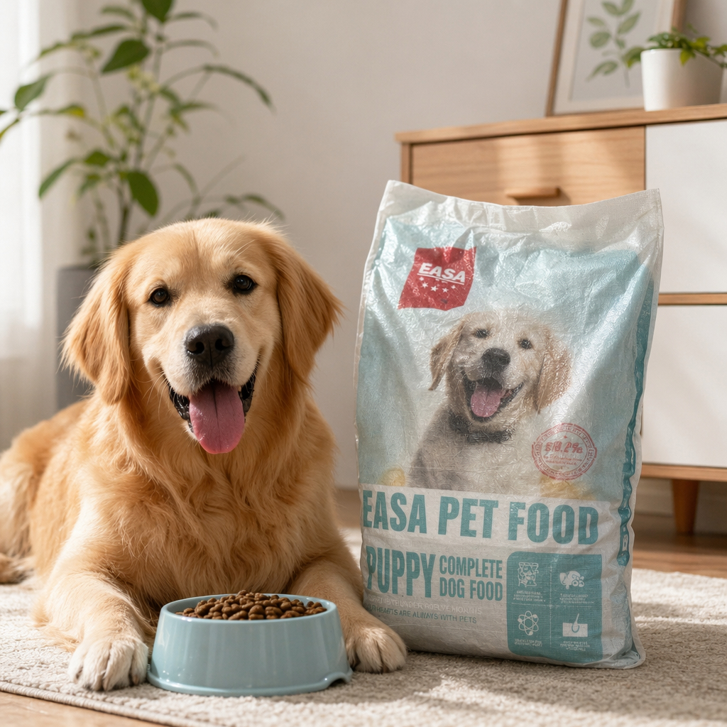 Blue and white packaged bag dog food, natural grain-free adult dog food, complete nutrition details Picture
