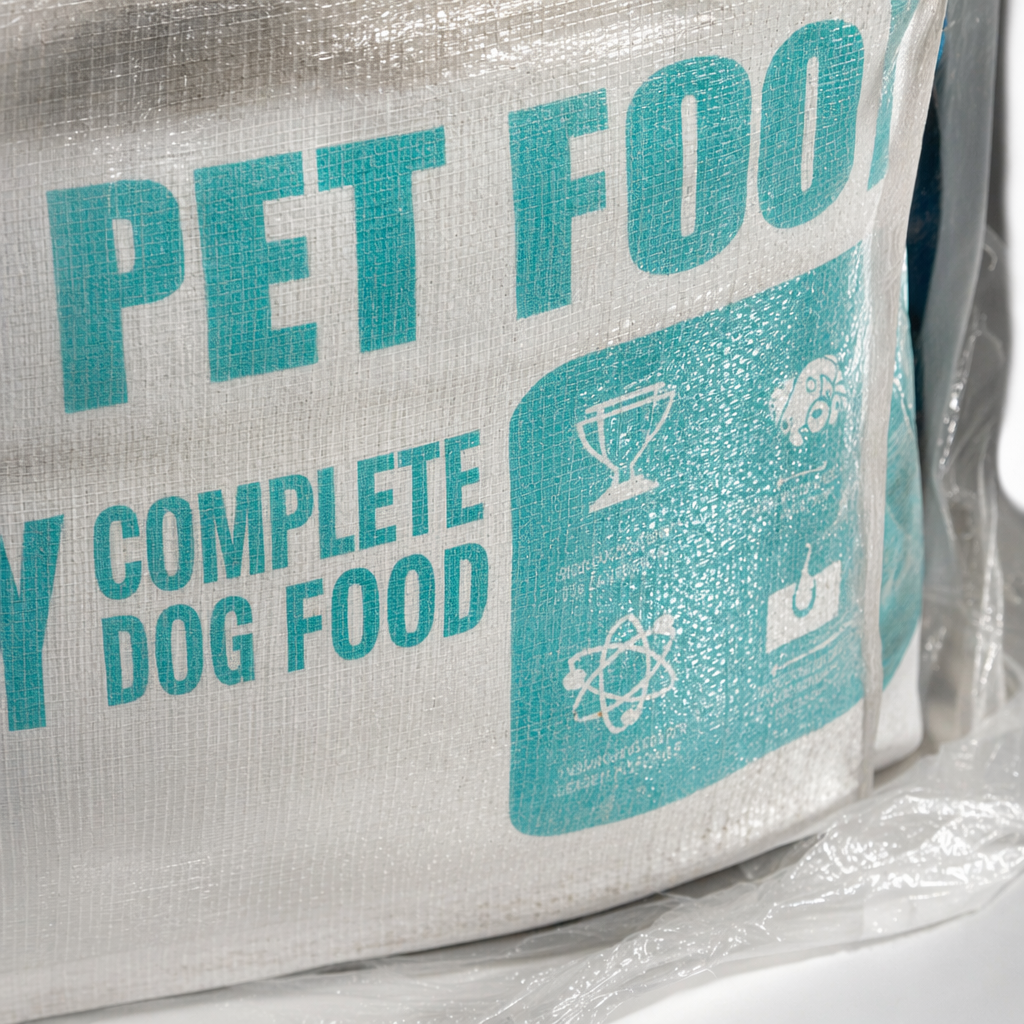 Blue and white packaged bag dog food, natural grain-free adult dog food, complete nutrition Application Scenario
