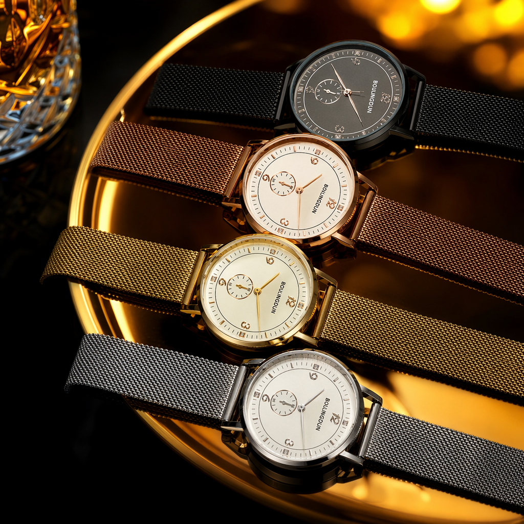 A variety of simple and fashionable quartz watches with metal straps for both men and women Specification image
