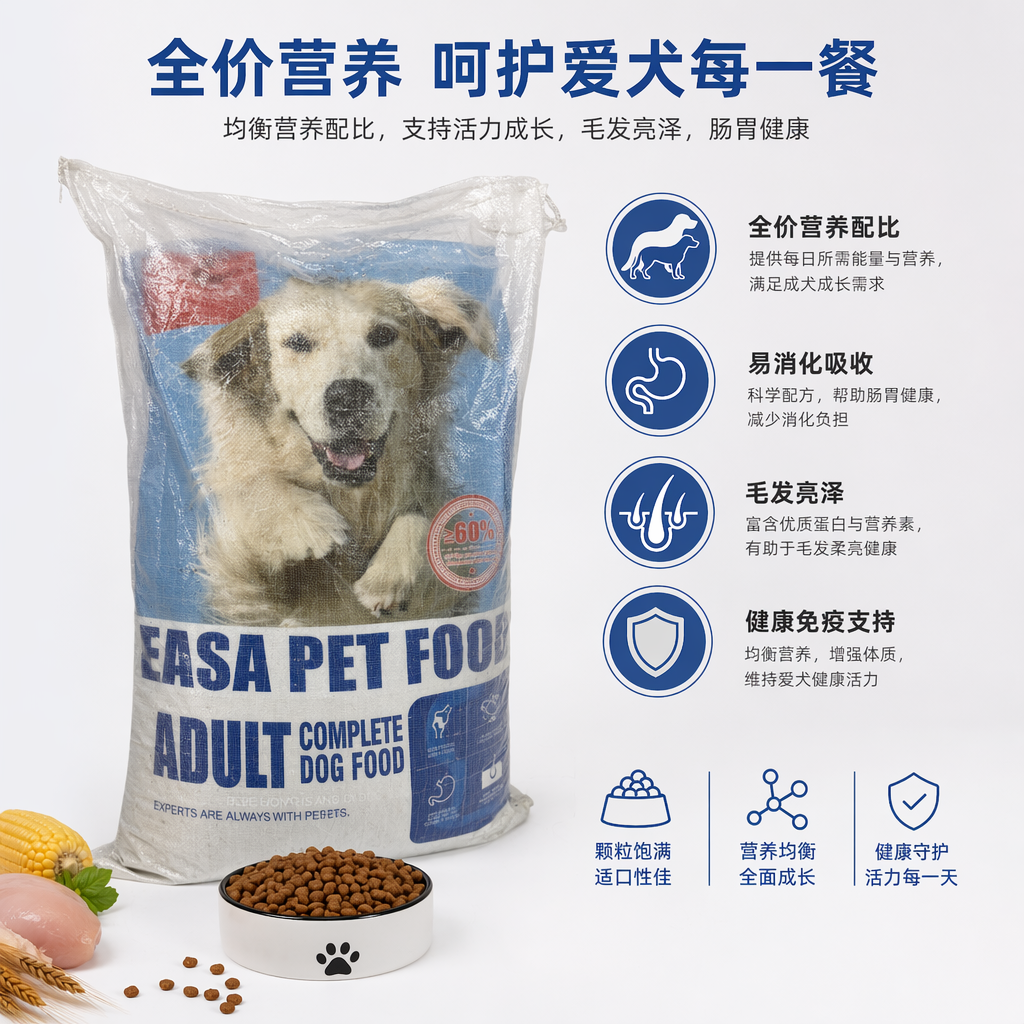 蓝色包装袋狗粮天然无谷成犬专用营养均衡