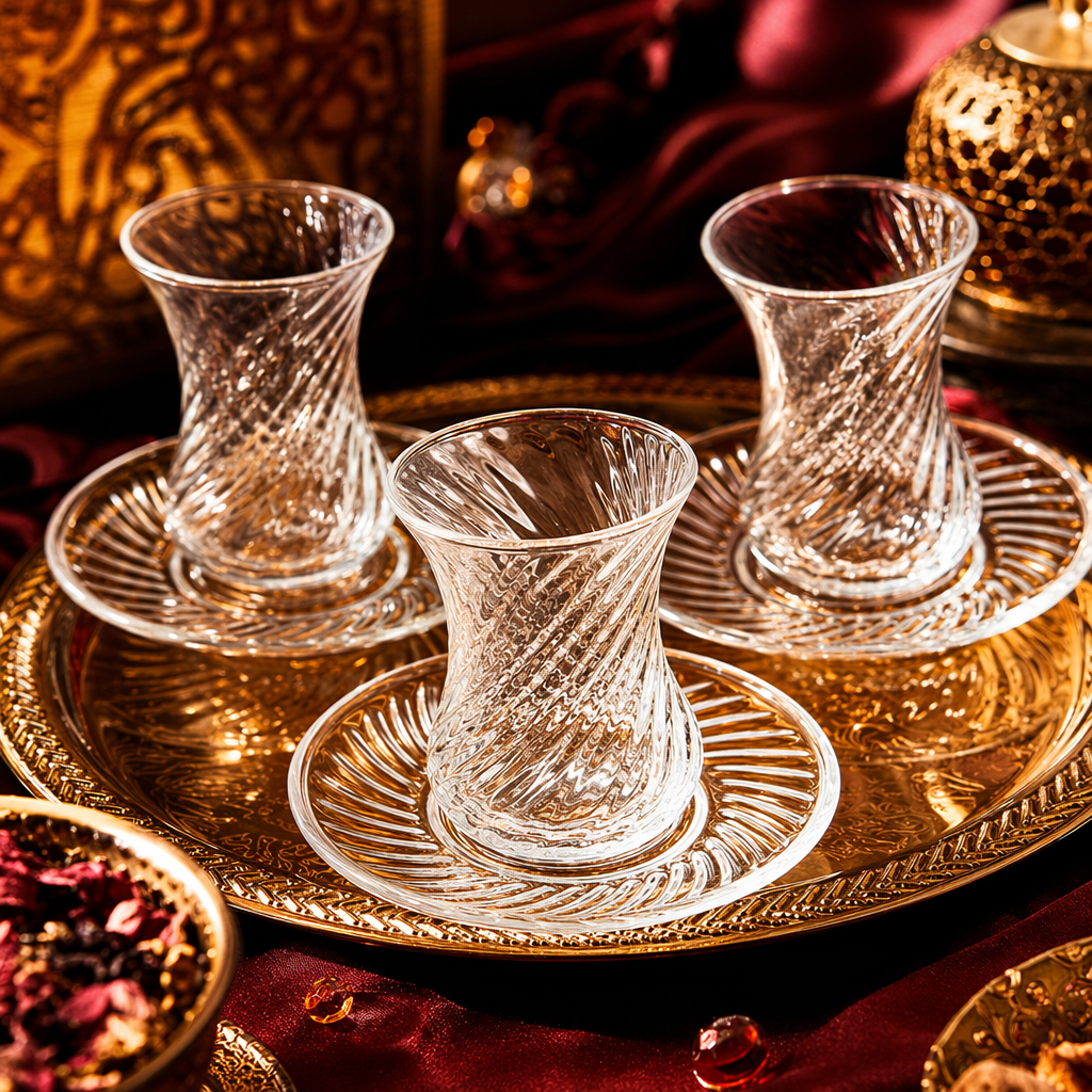Transparent glass tea cups with tea saucers and high borosilicate heat-resistant and anti-scald set Specification image