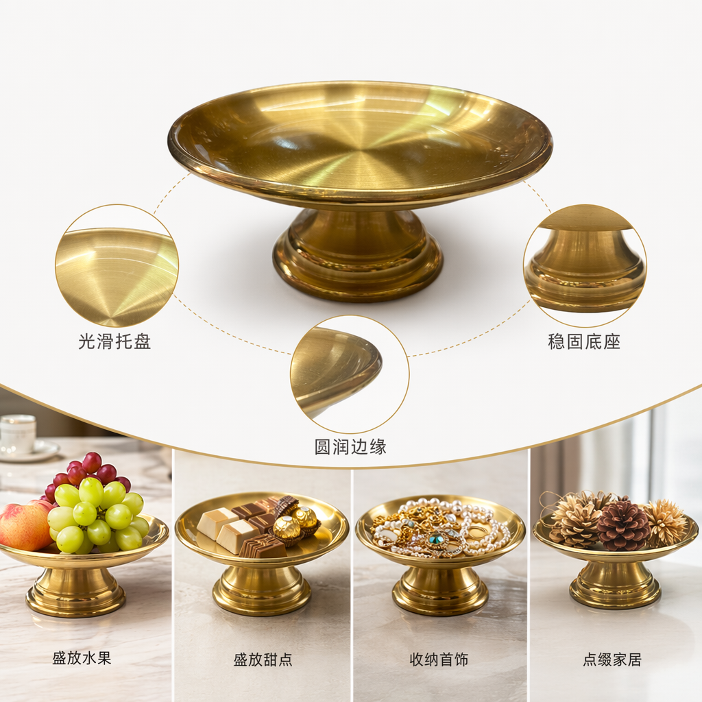 金色托盘家用客厅茶几摆件简约现代装饰托盘