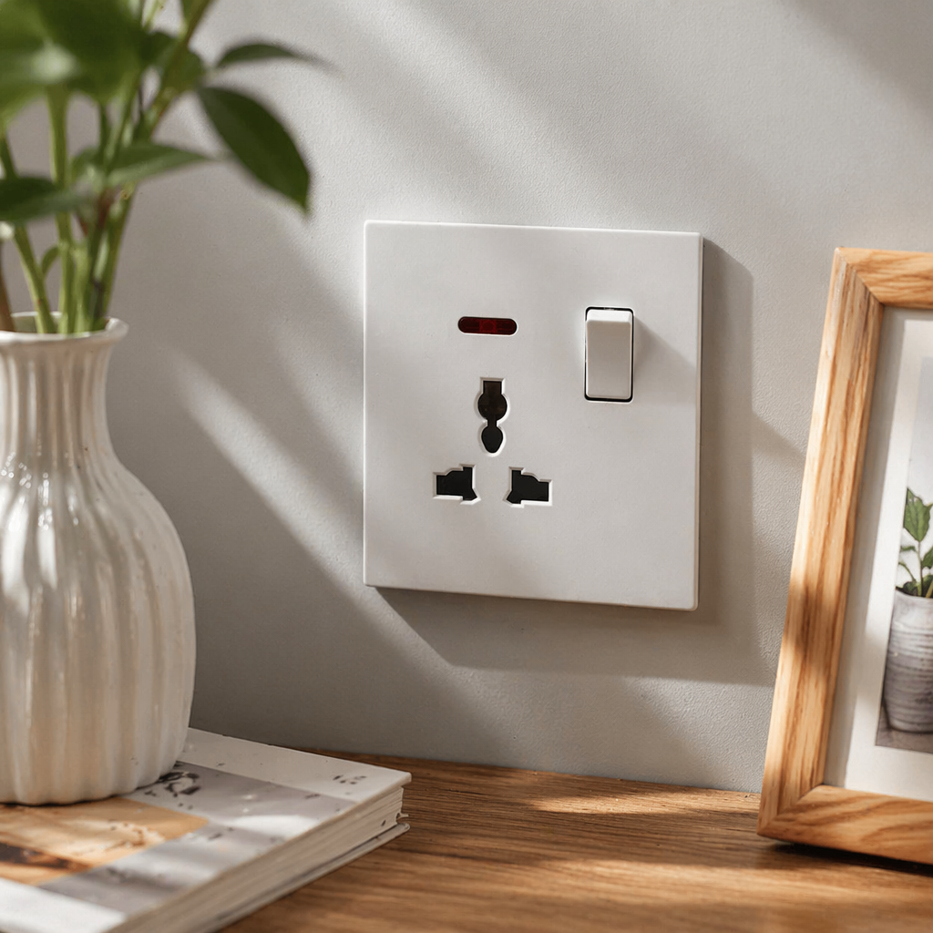 The T2 white 13A multi-functional socket panel and the 86-type household wall switch panel are simple, modern and pure white details Picture