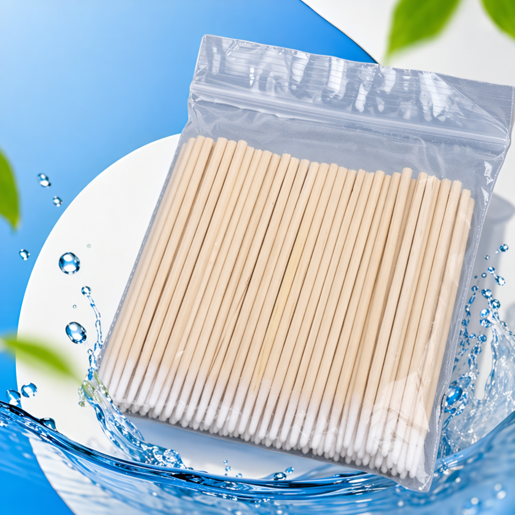 Transparent plastic bag cotton swabs for hygiene, disposable household use for makeup and cleaning Specification image