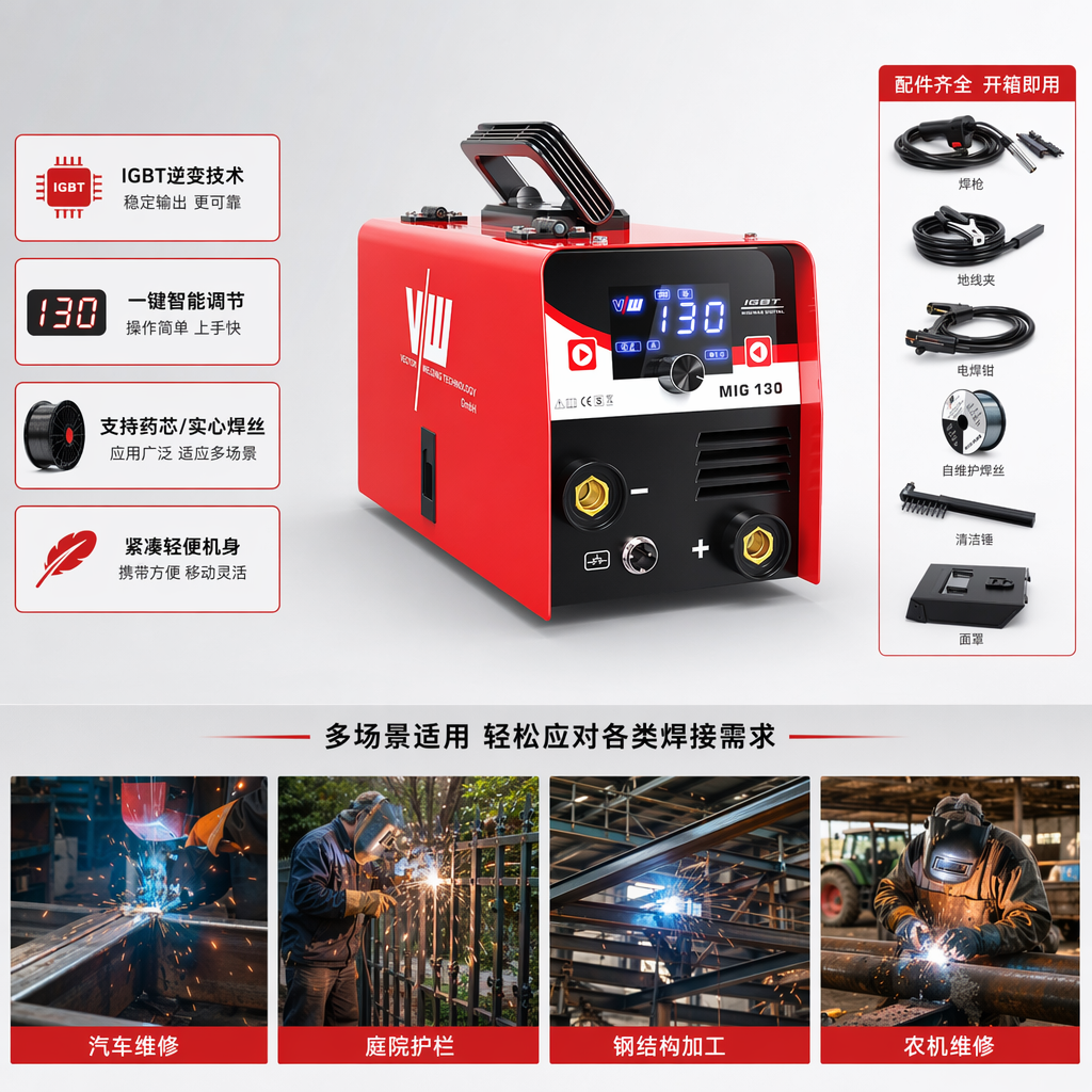 Red electric welding machine, household 220V DC manual welding machine, portable multi-functional welding equipment