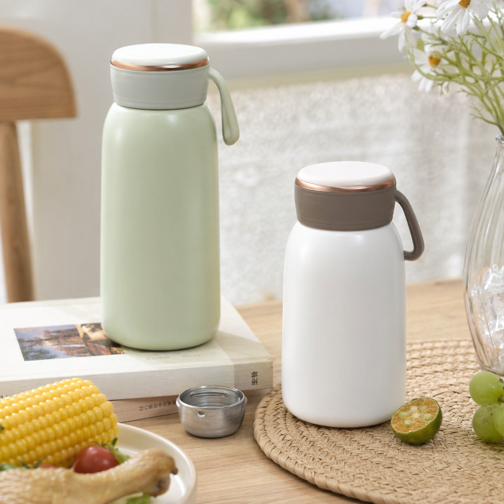 Green and white dual-color insulated cup, 304 stainless steel vacuum insulated portable water cup details Picture