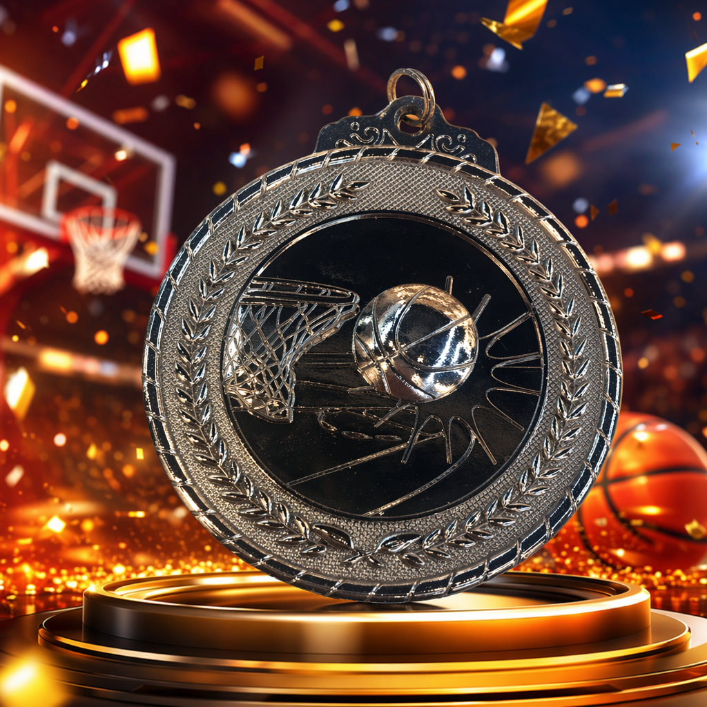 Customized silver basketball game MEDALS, commemorative MEDALS, and sports event prizes Specification image