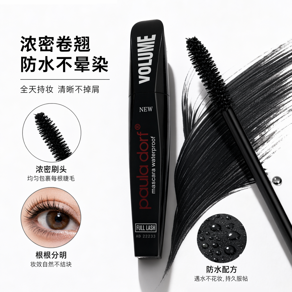 黑色防水卷翘睫毛膏 持久不晕染浓密纤长
