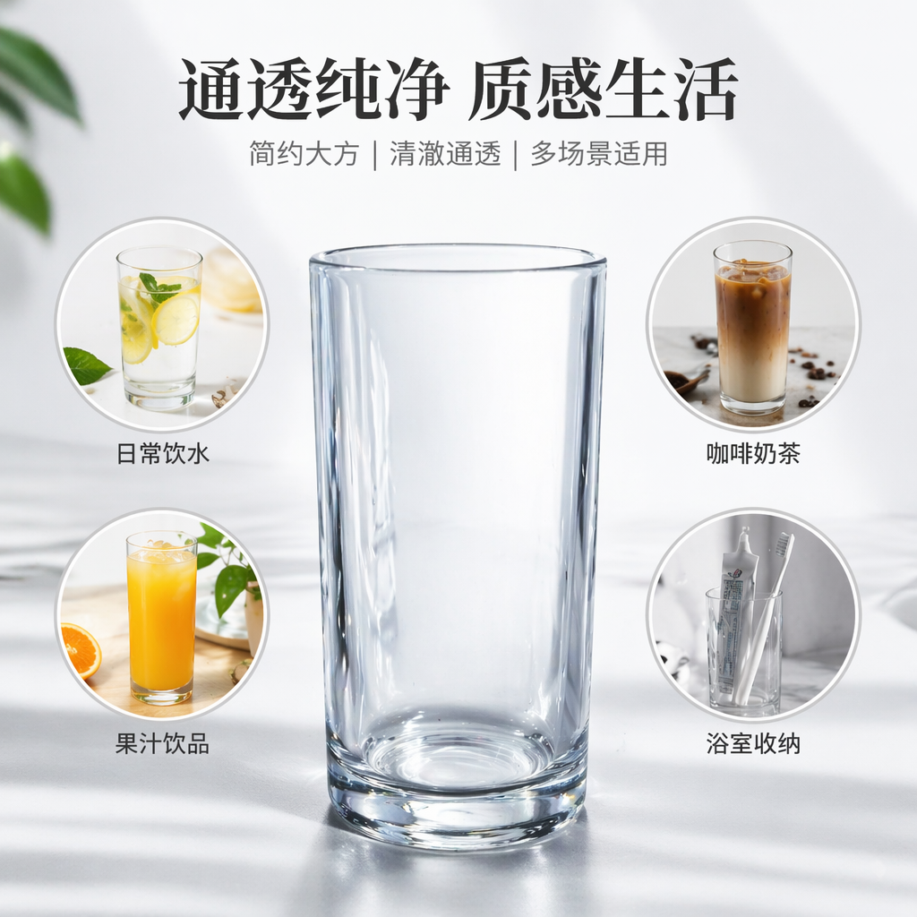 Transparent glass cups, high borosilicate heat-resistant household simple water cups, lead-free eco-friendly tea cups and glass cups