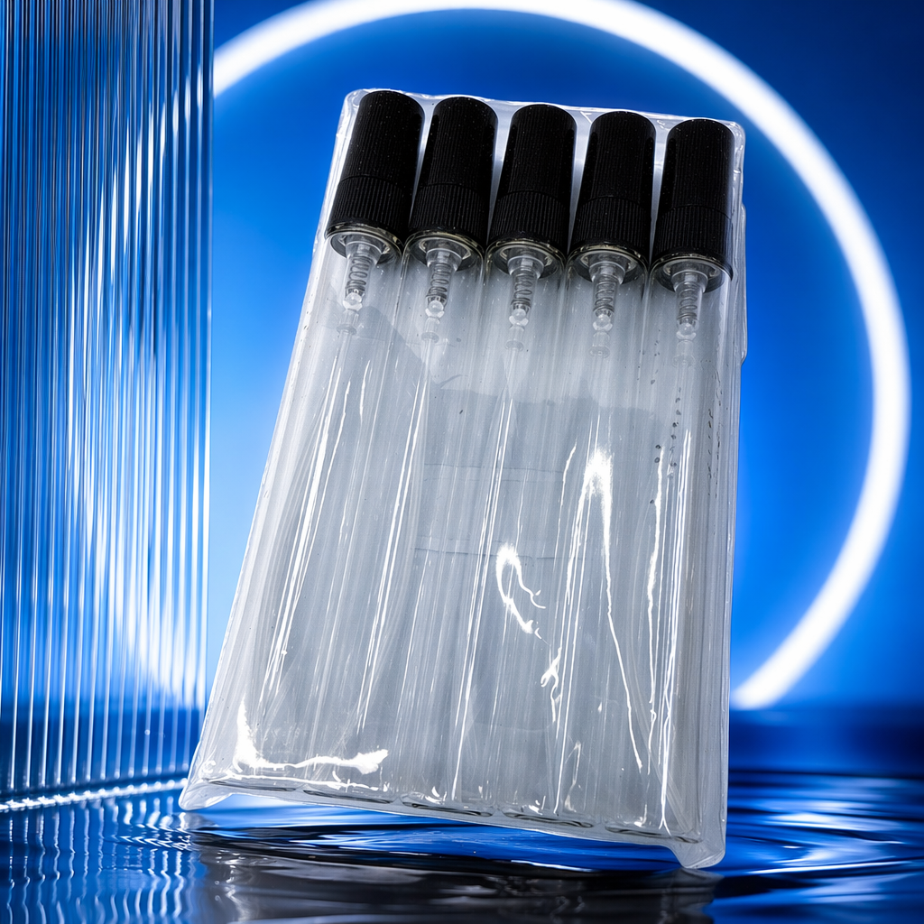 10ml transparent glass portioning bottle, black nozzle glass small bottle perfume bottle Specification image