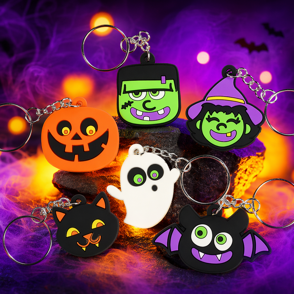 Colorful Halloween-themed keychain cartoon pumpkin ghost bat-shaped festival decoration Specification image
