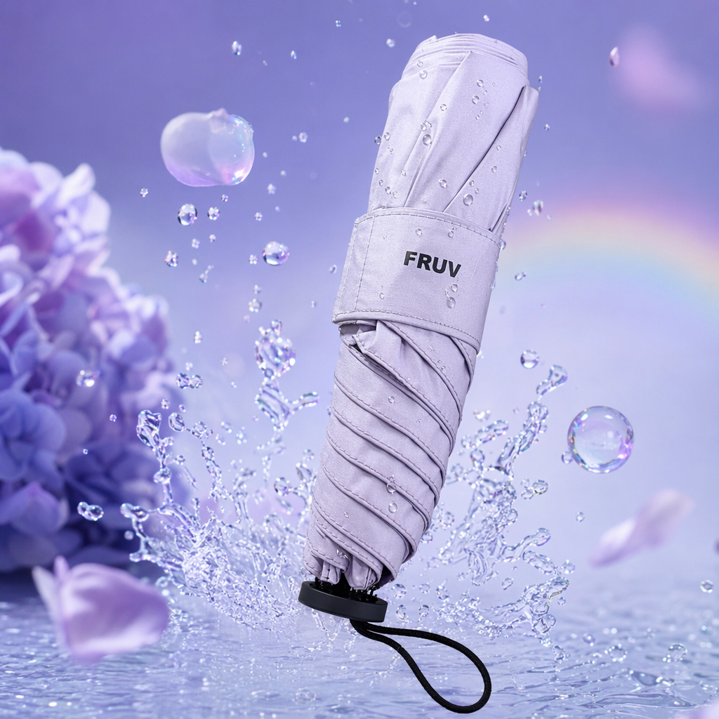 The light purple automatic folding umbrella is portable and suitable for both sun protection and rain Specification image