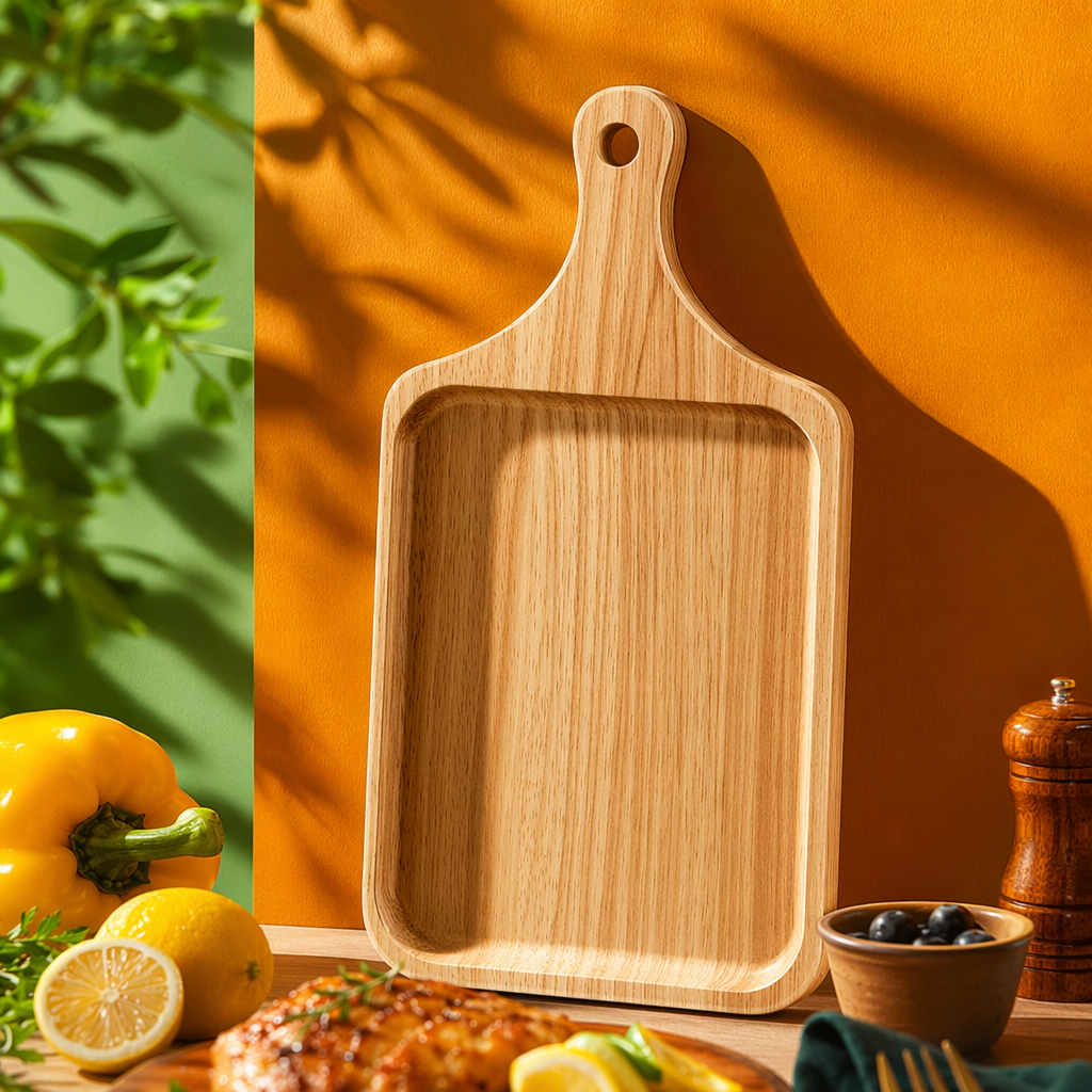 Wooden rectangular pizza trays, baking pans, baking tools, household kitchen, heat-resistant Specification image